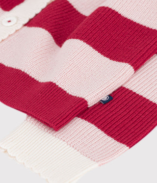 Girls' Stripy Wool and Cotton Cardigan
