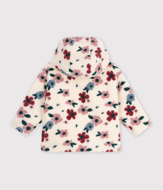 Girls' Hooded Jacket in Floral Sherpa