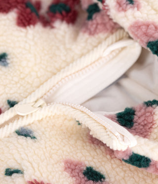 Girls' Hooded Jacket in Floral Sherpa