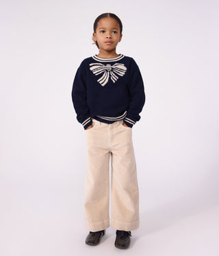 Girls' Bow Pattern Wool and Cotton Jumper