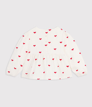 Girls' Long-Sleeved Cotton Blouse Printed with Bows