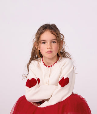 Girls' Wool and Cotton Cardigan with Little Motifs