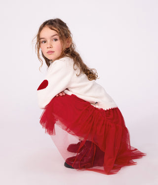 Girls' Wool and Cotton Cardigan with Little Motifs