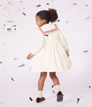 Girls' Long-Sleeved Dress in Plain Corduroy