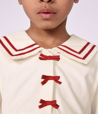 Girls' Long-Sleeved Dress in Plain Corduroy
