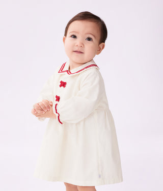 Babies' Long-Sleeved Plain Corduroy Dress