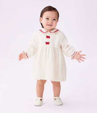 Babies' Long-Sleeved Plain Corduroy Dress