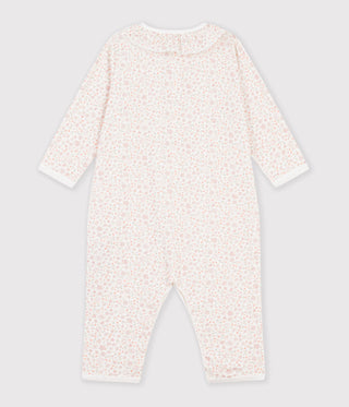 Babies' Footless Flower-Print Cotton Pyjama Suit with a Collar
