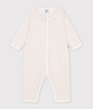 Babies' Footless Flower-Print Cotton Pyjama Suit with a Collar