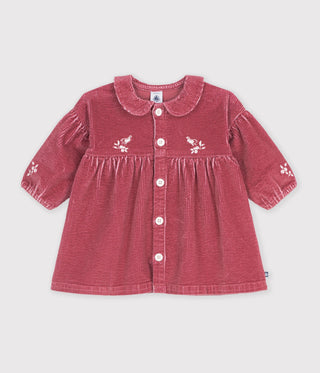 Babies' Long-Sleeved Plain Corduroy Dress