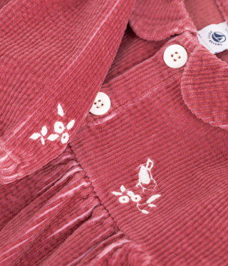 Babies' Long-Sleeved Plain Corduroy Dress