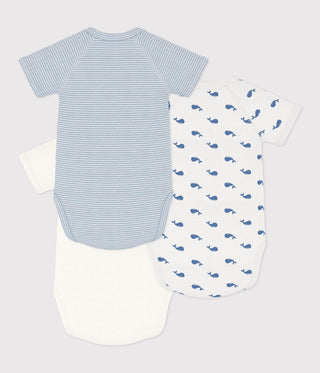 Babies' Short-Sleeved Printed Cotton Wrapover Bodysuits - 3-Pack