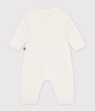 Babies' Jumpsuit in a Plain Wool and Cotton Knit