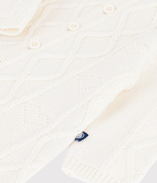 Babies' Jumpsuit in a Plain Wool and Cotton Knit