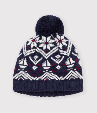 Babies' Wool and Cotton Jacquard Beanie with a Fleece Lining