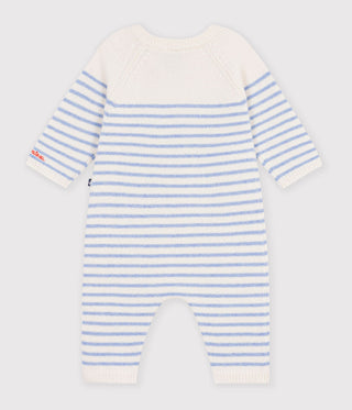 Babies' Stripy Wool and Cotton Knit Playsuit
