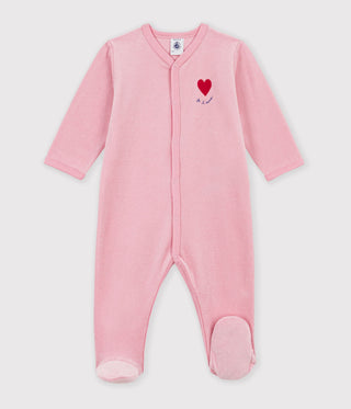 Babies' Plain Velour Pyjama Suit with a Placed Design