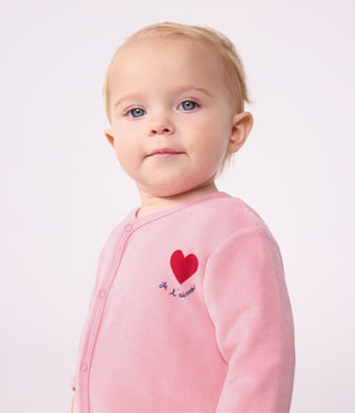 Babies' Plain Velour Pyjama Suit with a Placed Design