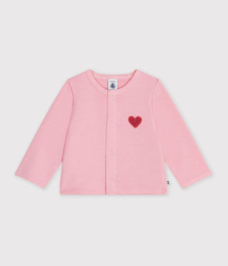 Babies' Plain Cotton Cardigan with a Heart Badge