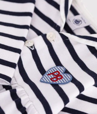 Babies' Cotton Dress with Long Sleeves and Breton Stripes