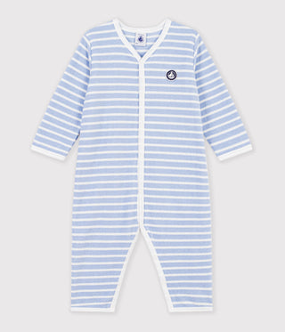 Babies' Footless Stripy Cotton Terry Pyjama Suit