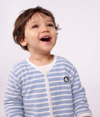 Babies' Footless Stripy Cotton Terry Pyjama Suit