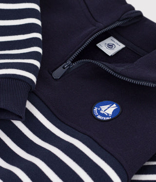 Children's Stripy Shawl Collared Cotton Sweatshirt