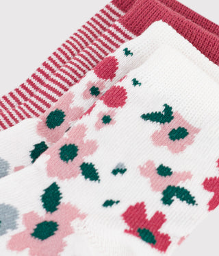 Babies' Cotton Socks with Stripes and a Floral Print - 2-Pack