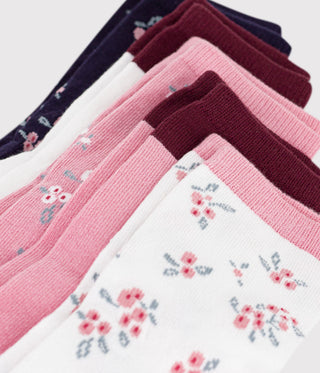 Girls' Socks in Cotton with a Flower Print - 5-Pack
