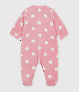 Babies' Onesie in Heart-Print Fleece