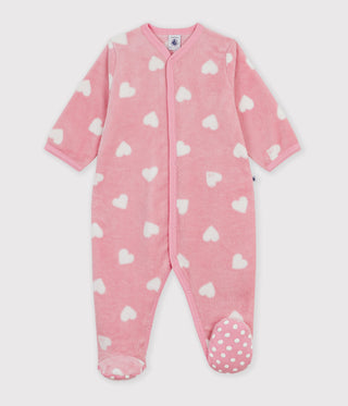 Babies' Onesie in Heart-Print Fleece