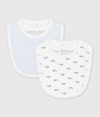 Babies' Whale Print Cotton Bibs - 2-Pack