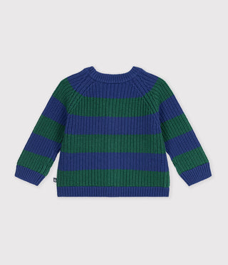 Babies' Stripy Wool and Cotton Knit Cardigan