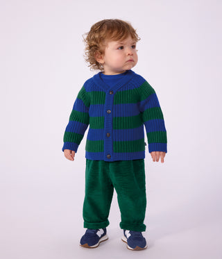 Babies' Stripy Wool and Cotton Knit Cardigan