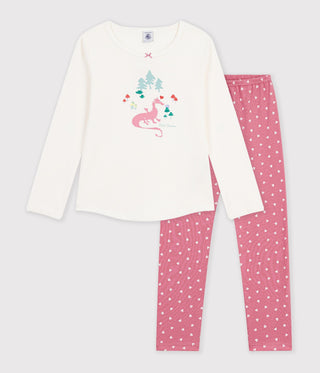 Girls' Dragon Design Long-Sleeved Cotton Pyjamas
