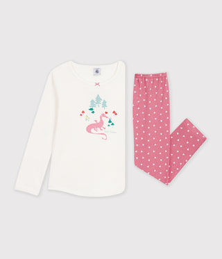 Girls' Dragon Design Long-Sleeved Cotton Pyjamas
