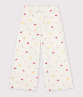 Girls' Heart Printed Wide-Leg Cotton Trousers