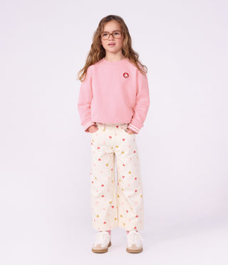 Girls' Heart Printed Wide-Leg Cotton Trousers