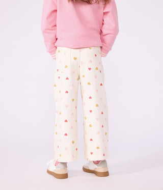 Girls' Heart Printed Wide-Leg Cotton Trousers