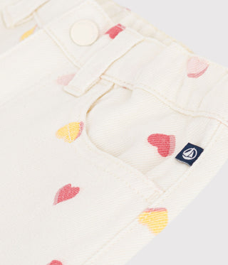 Girls' Heart Printed Wide-Leg Cotton Trousers