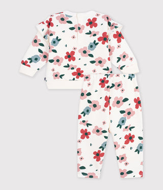 Babies' Sweatshirt and Trousers Set in Cotton with a Flower Print