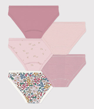 Girl's Flower-Patterned Cotton Pants - 5-Pack