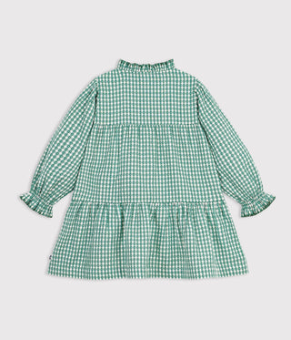 Girls' Long-Sleeved Poplin Gingham Dress