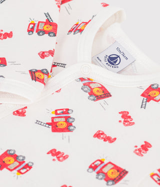 Babies' Footless Firefighter-Print Cotton Pyjama Suit