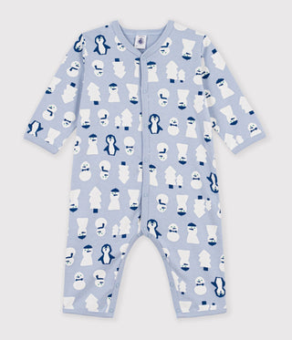 Babies' Footless Snowman Print Cotton Pyjamas