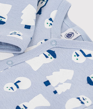 Babies' Footless Snowman Print Cotton Pyjamas