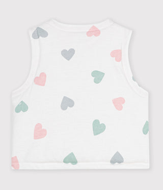 Babies' Sleeveless Reversible Heart Printed Cotton Cardigan
