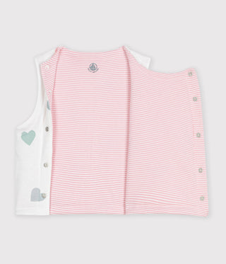 Babies' Sleeveless Reversible Heart Printed Cotton Cardigan