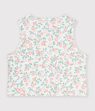 Babies' Sleeveless Reversible Floral Printed Cotton Cardigan