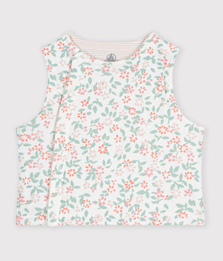 Babies' Sleeveless Reversible Floral Printed Cotton Cardigan